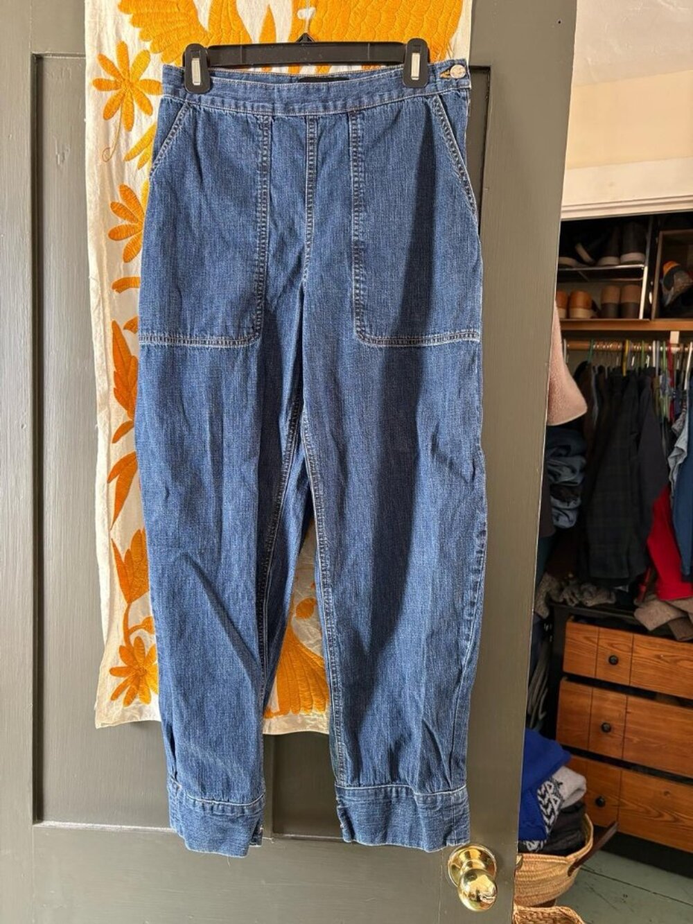 Rachel Comey Snap Bottom Jeans High Rise Ankle Snap Hem Medium Wash Size 6